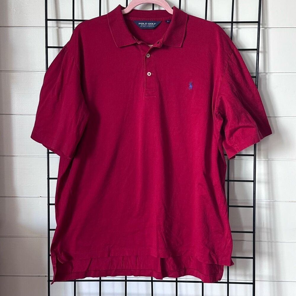 Polo Golf Ralph‎ Lauren Pima Cotton Polo Shirt Mens L Red Preppy VTG